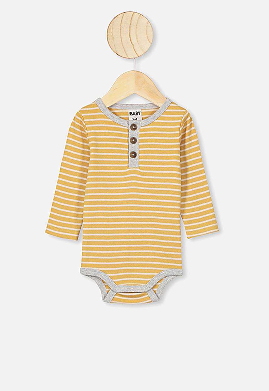 Cotton On - The long sleeve placket bubbysuit - yellow