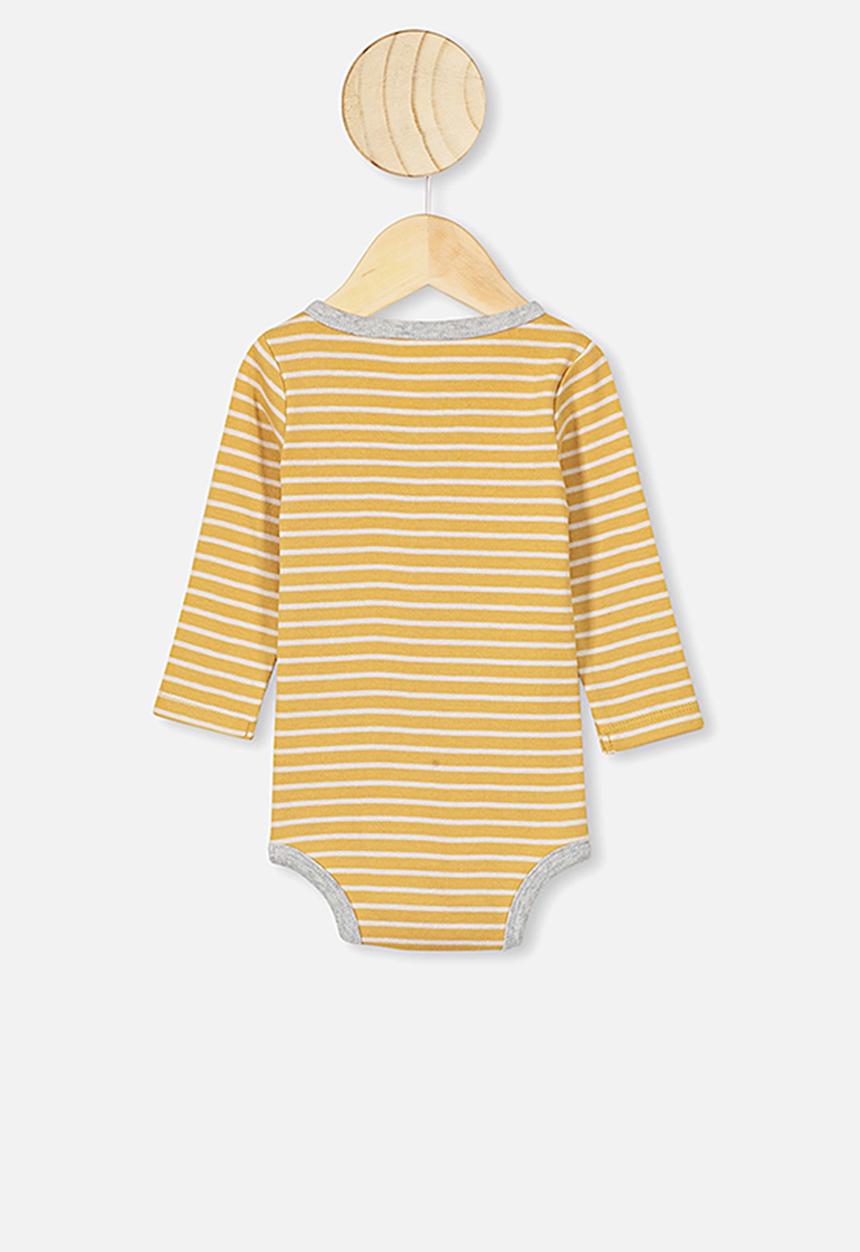Cotton On - The long sleeve placket bubbysuit - yellow