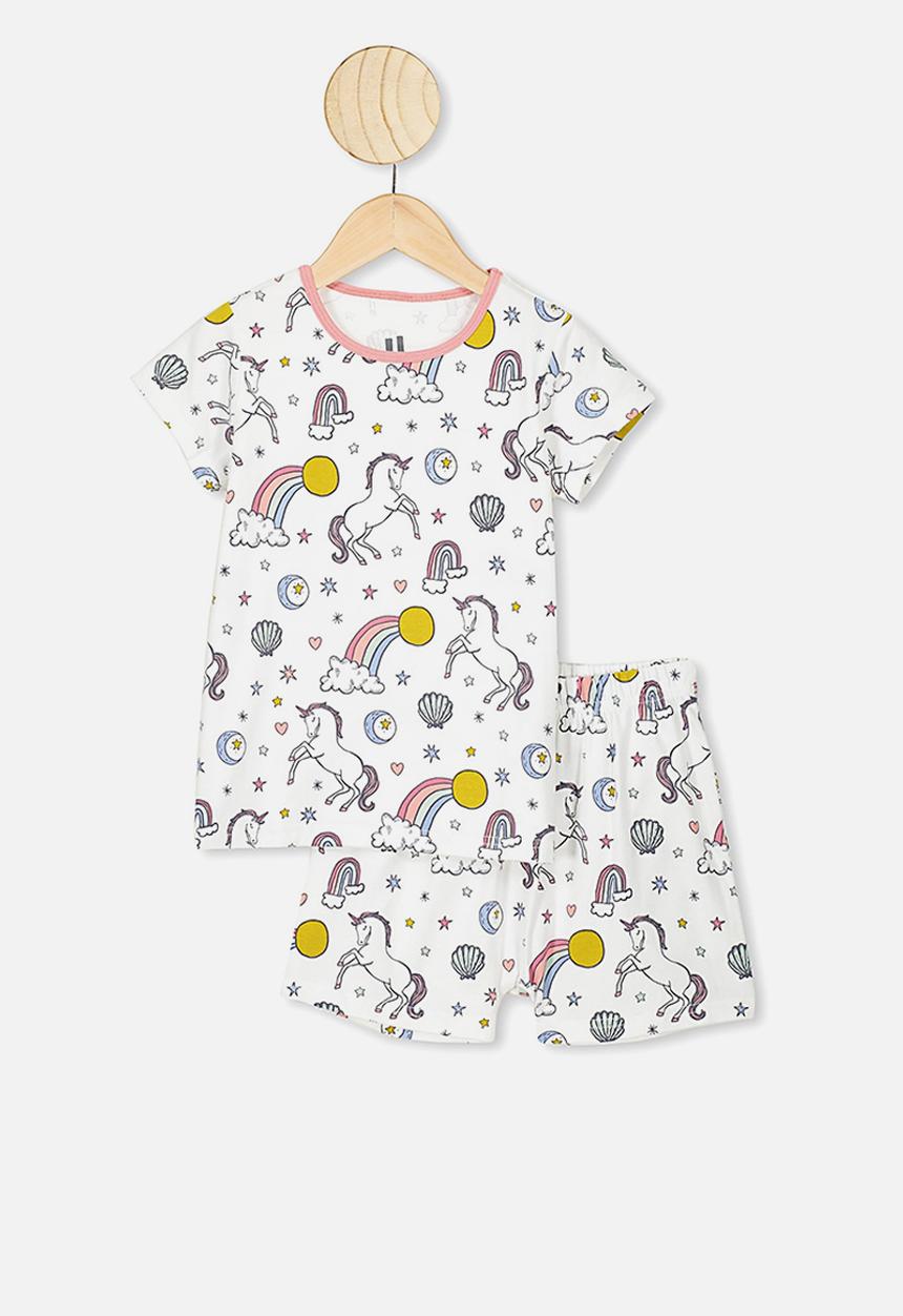 Cotton On - Harpa short sleeve pj set - white 