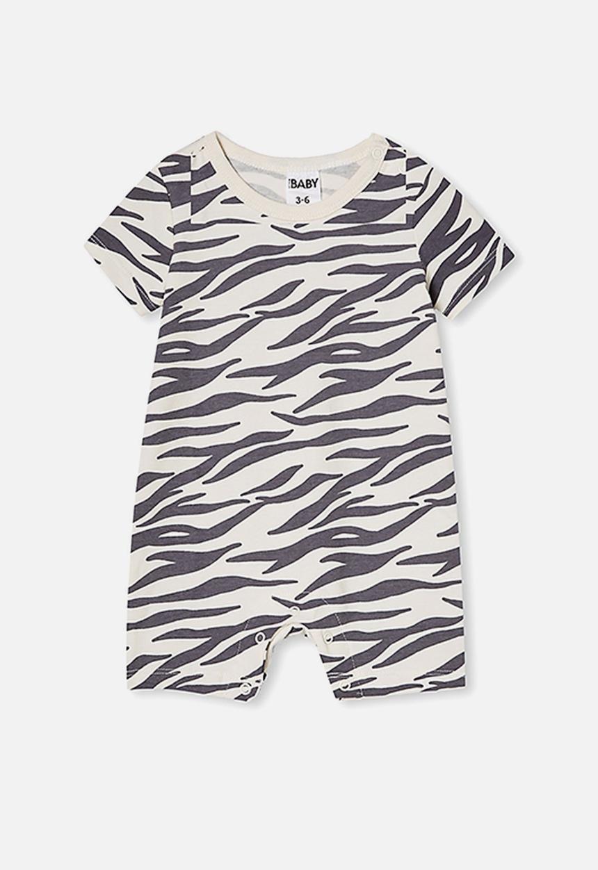 Cotton On - The short sleeve romper - cream & black 