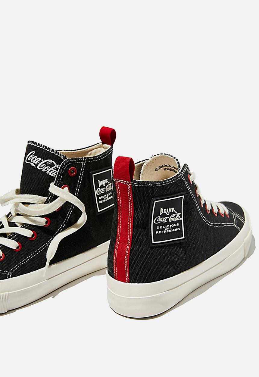 Cotton On - Coca Cola britt retro high top - Coca Cola black