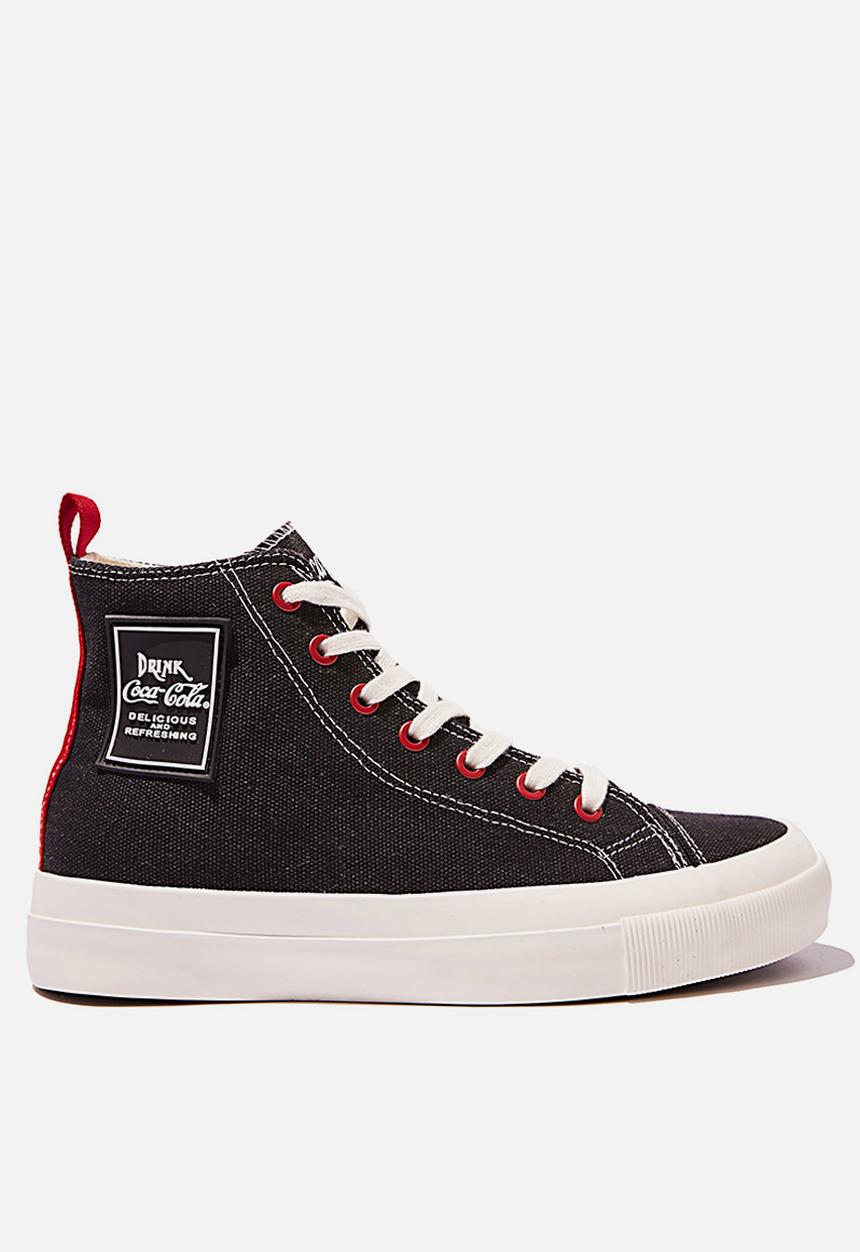 Cotton On - Coca Cola britt retro high top - Coca Cola black