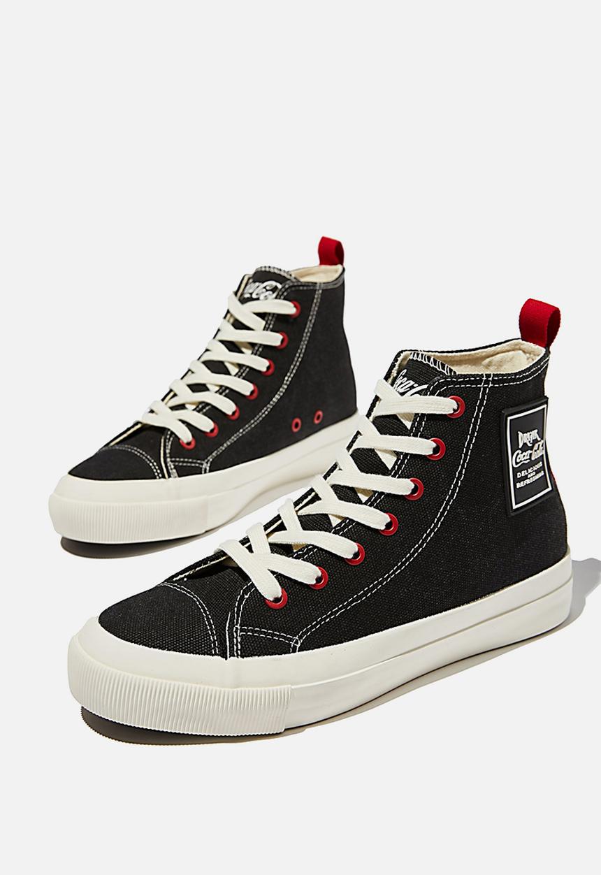Cotton On - Coca Cola britt retro high top - Coca Cola black