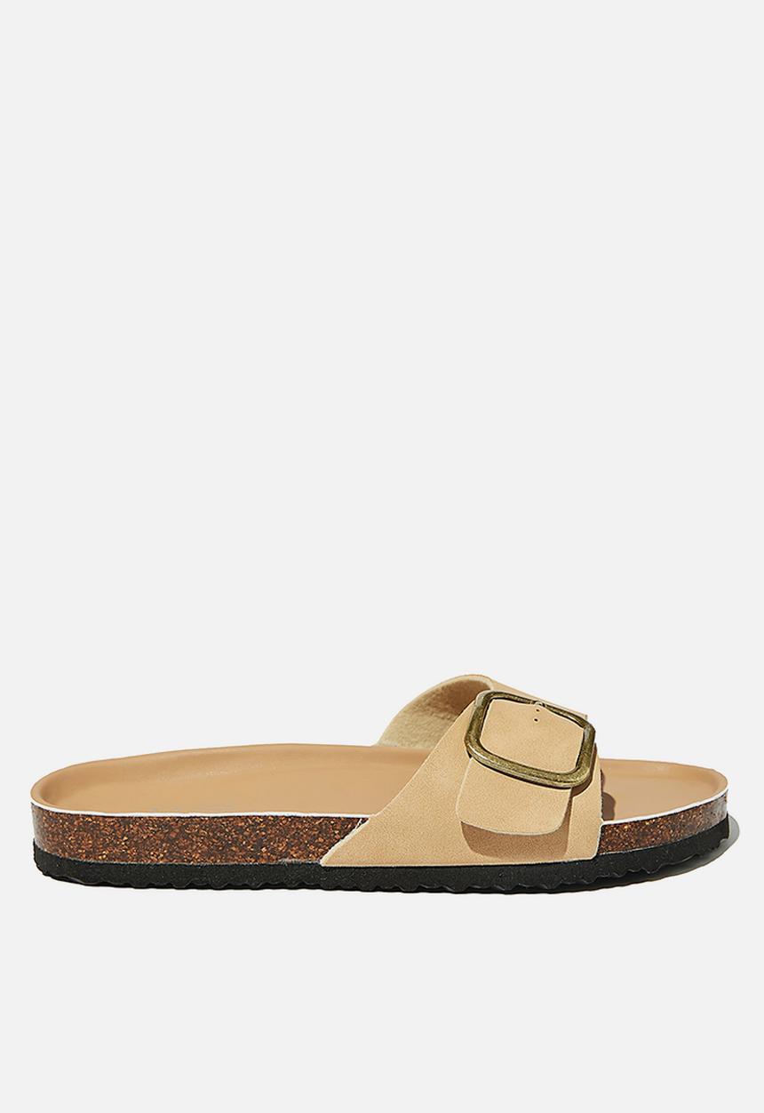 Cotton On - Rex oversized single buckle slide - camel 