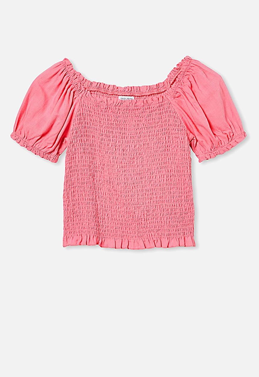 Free by Cotton On - Kate puff sleeve top - pink 