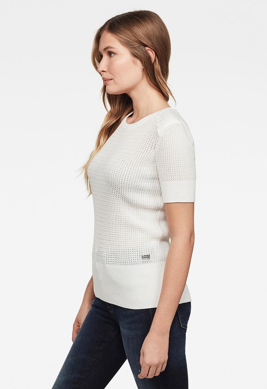 G-STAR - Meshi knit  short sleeve - milk