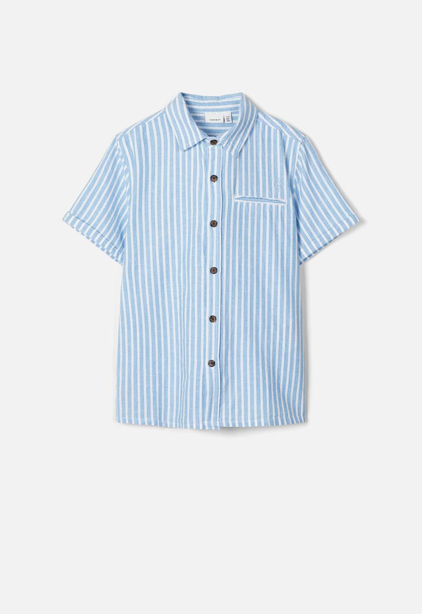 Name It - Fugl short sleeve shirt - white & blue 