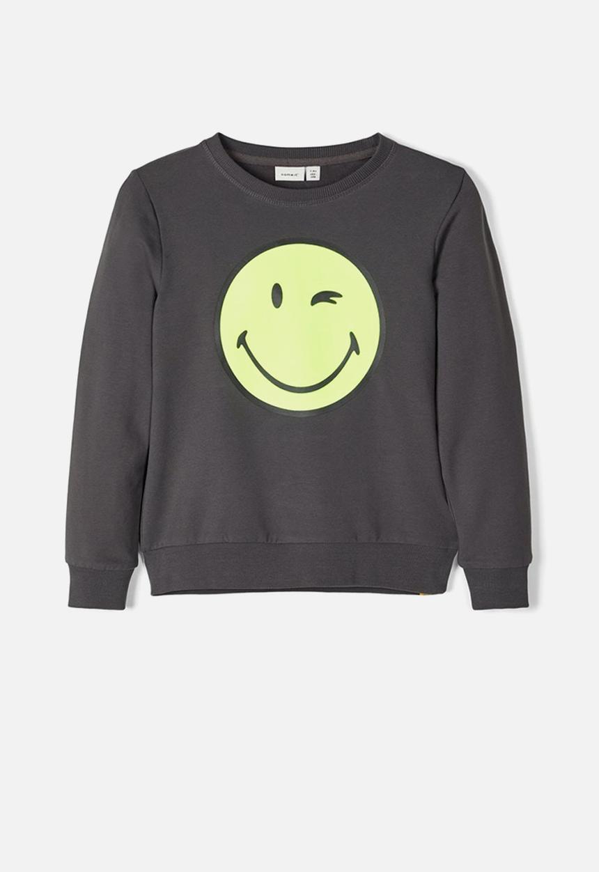 Name It - Happy tiks long sleeve sweat - charcoal 