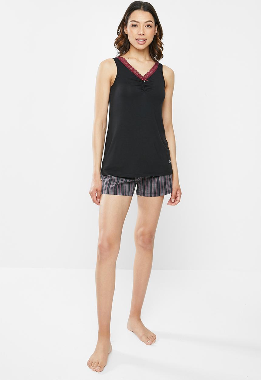Jockey - Weekend stripes - 1pk plain viscose vest - black