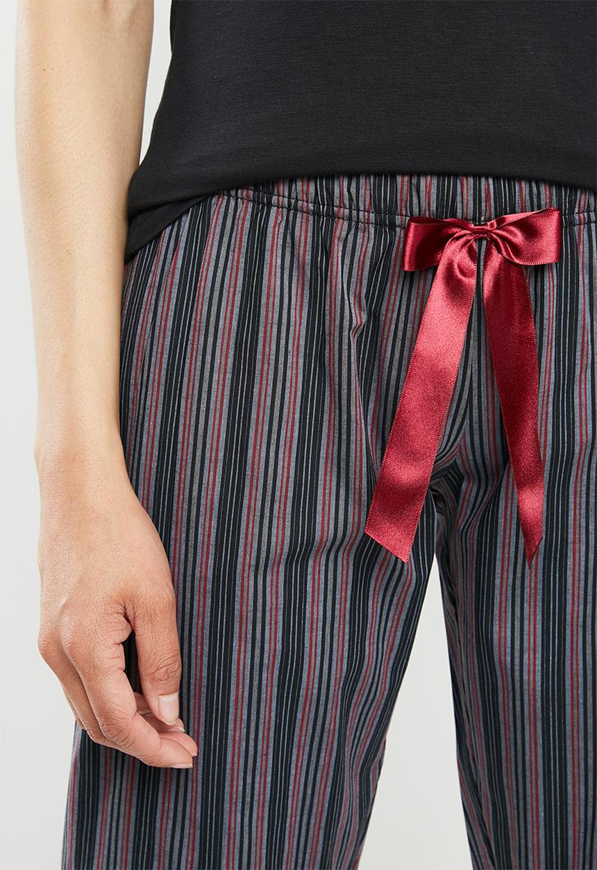 Jockey - Weekend stripes - 1pk woven 3/4 pant - burgundy & black 