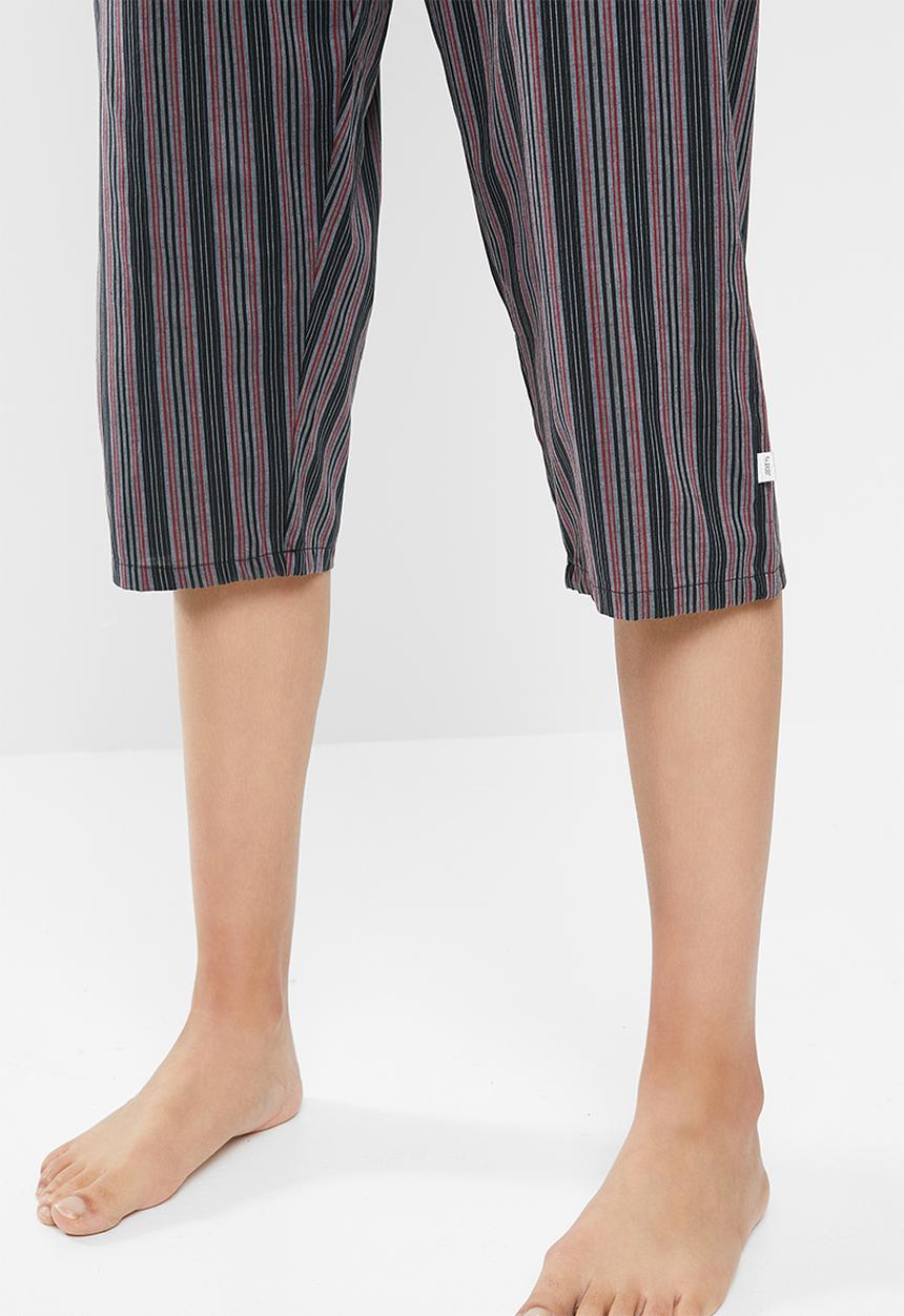 Jockey - Weekend stripes - 1pk woven 3/4 pant - burgundy & black 