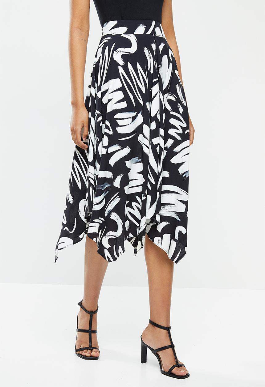 Glamorous - Paint stroke midi skirt - black & white