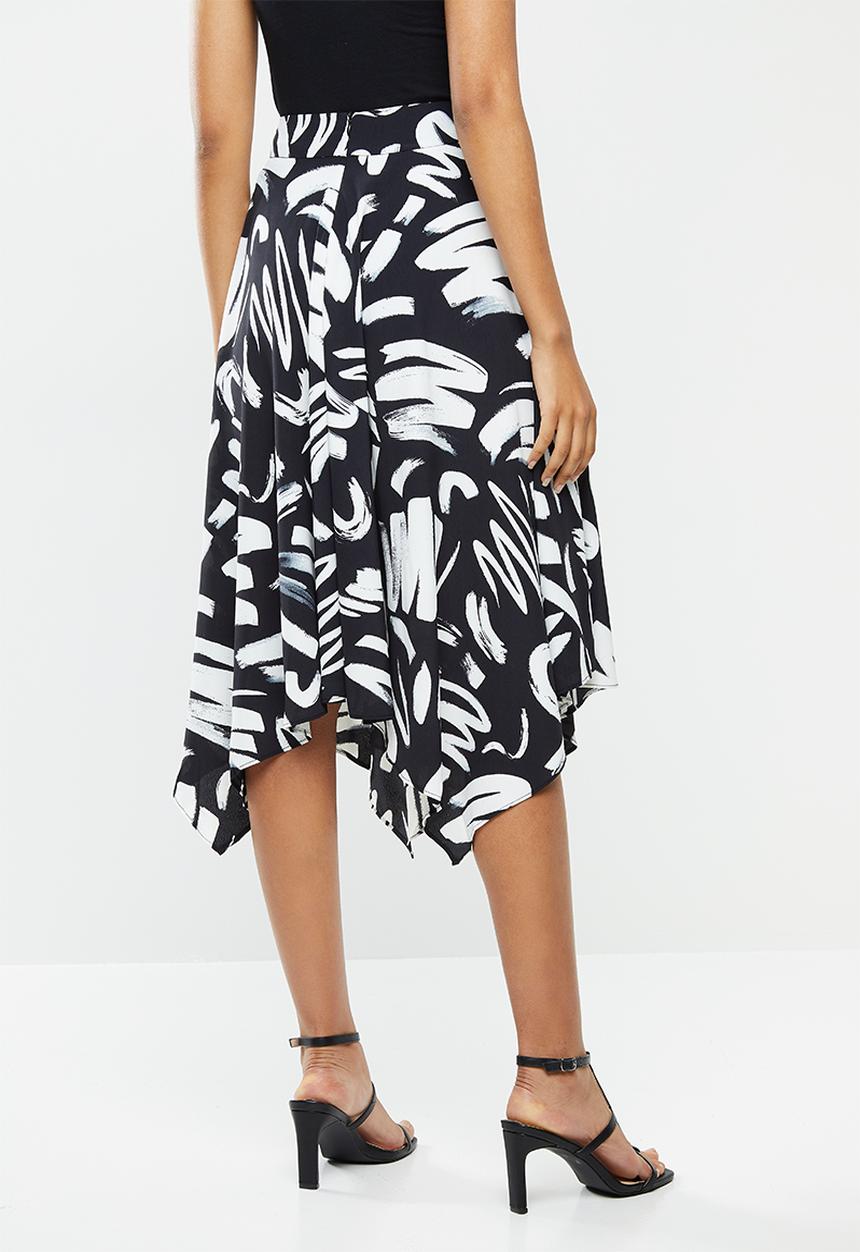Glamorous - Paint stroke midi skirt - black & white