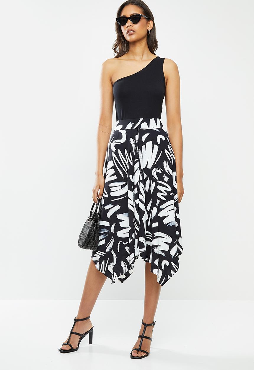 Glamorous - Paint stroke midi skirt - black & white