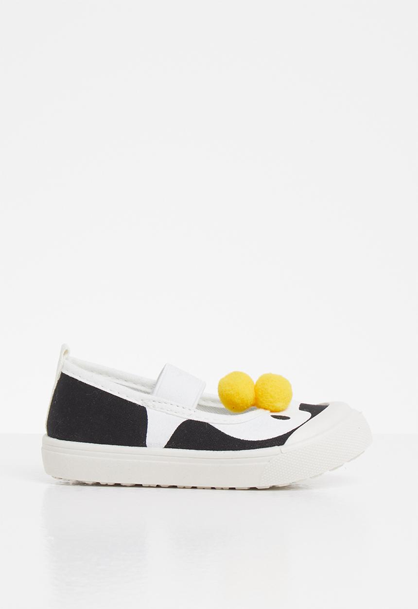 Pop Candy - Girls penguin slip on shoe - navy & white