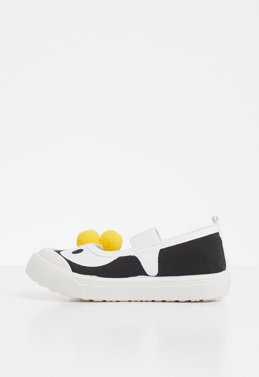 Pop Candy - Girls penguin slip on shoe - navy & white