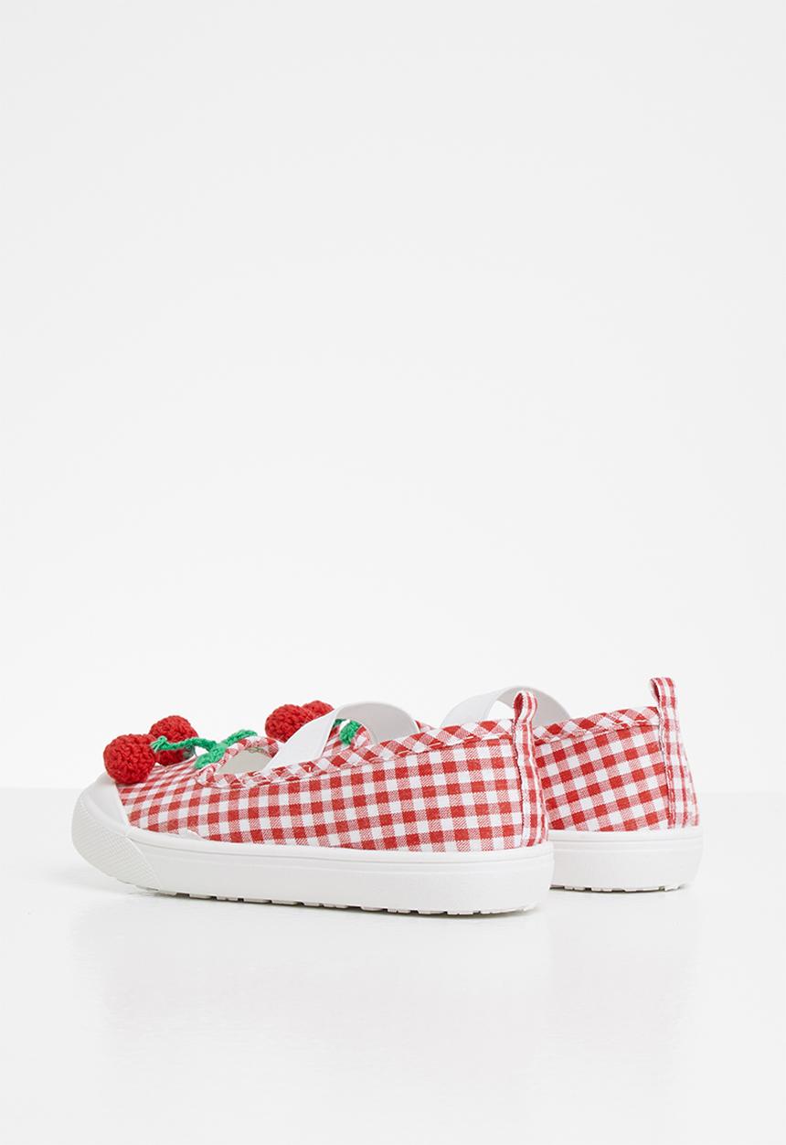 Pop Candy - Girls cherry slip on shoe - red & white
