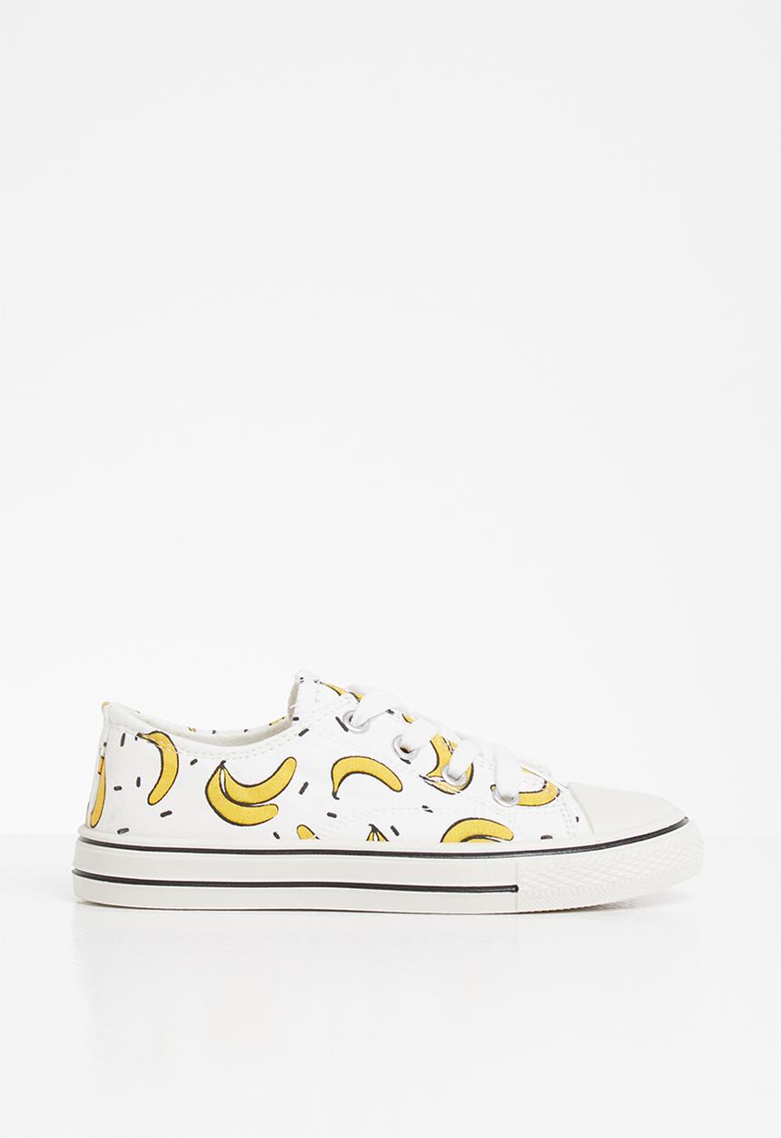 Pop Candy - Girls banana print sneaker - white