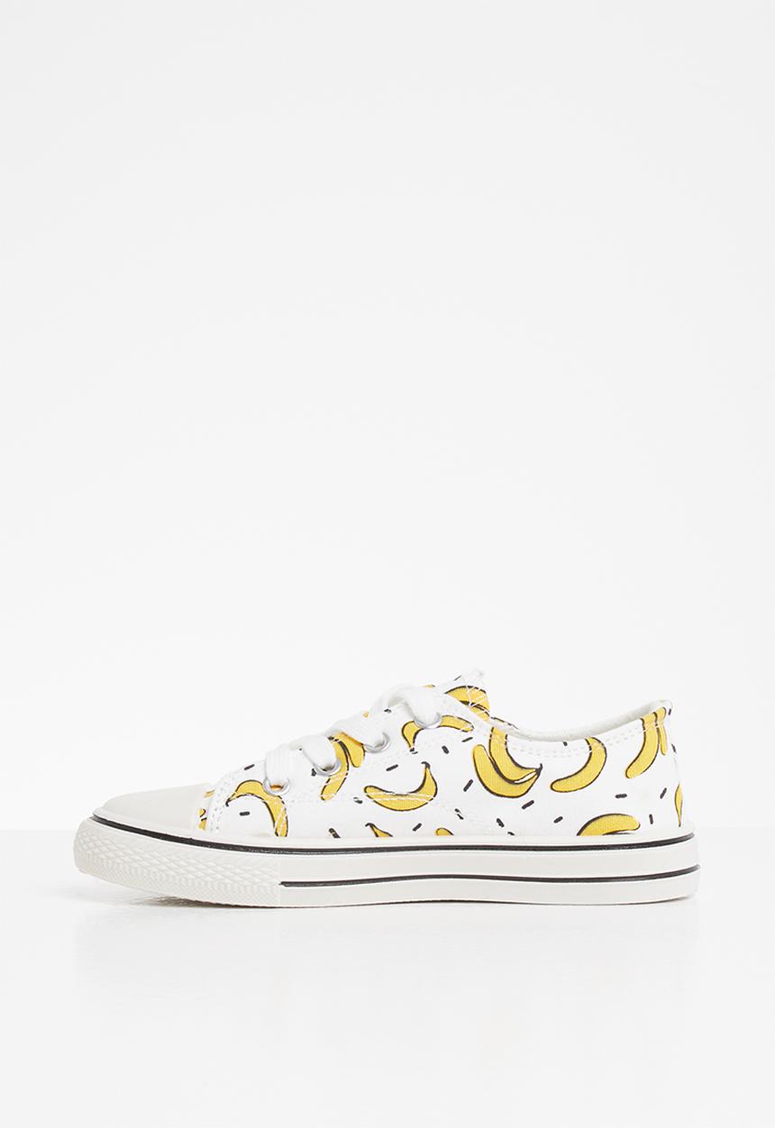 Pop Candy - Girls banana print sneaker - white