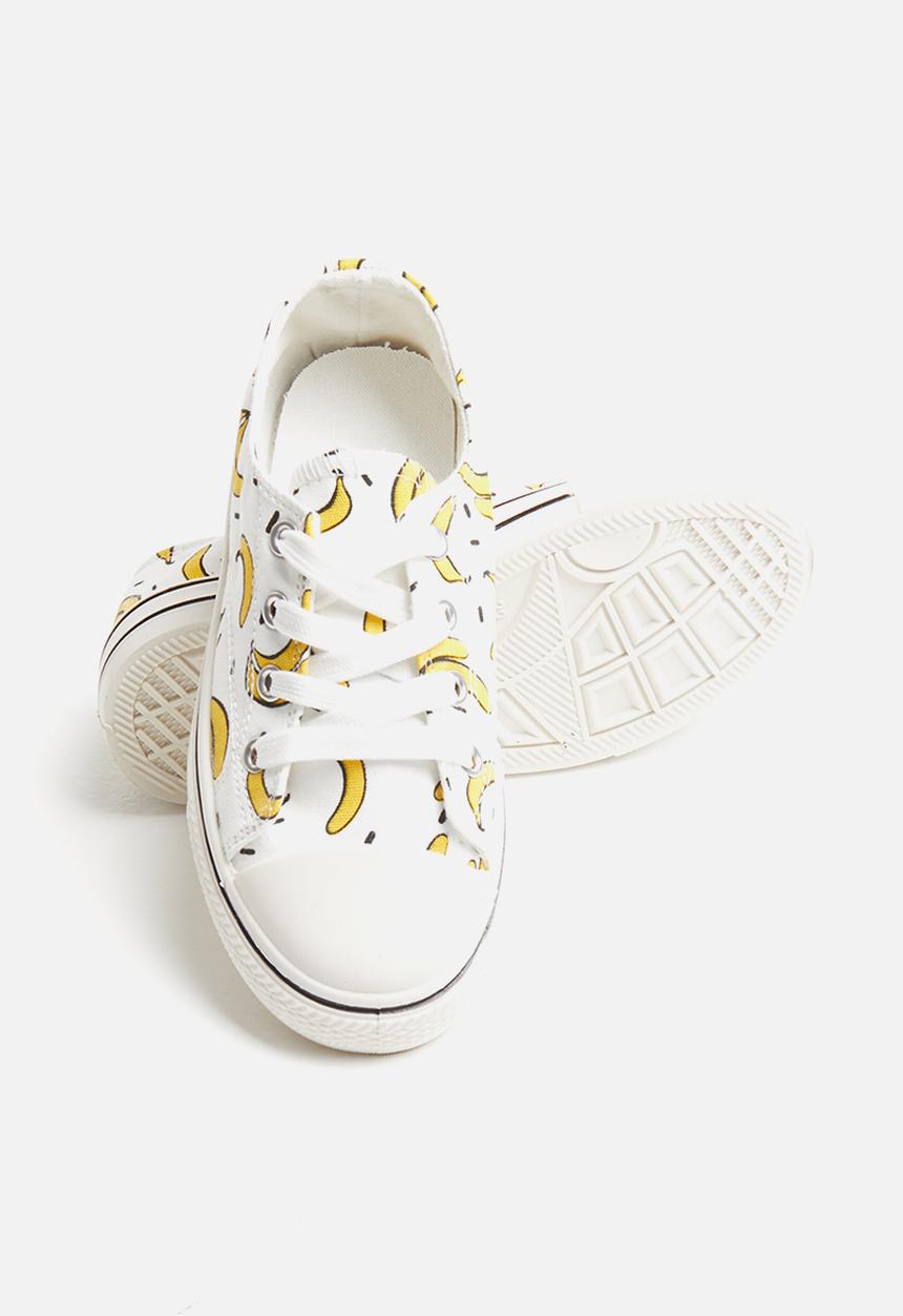 Pop Candy - Girls banana print sneaker - white