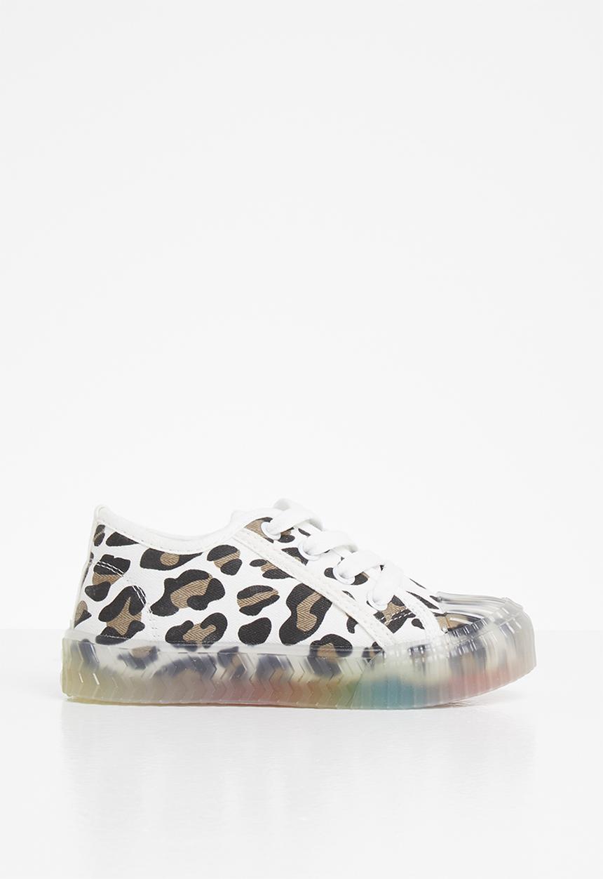 Pop Candy - Girls animal print sneaker - white