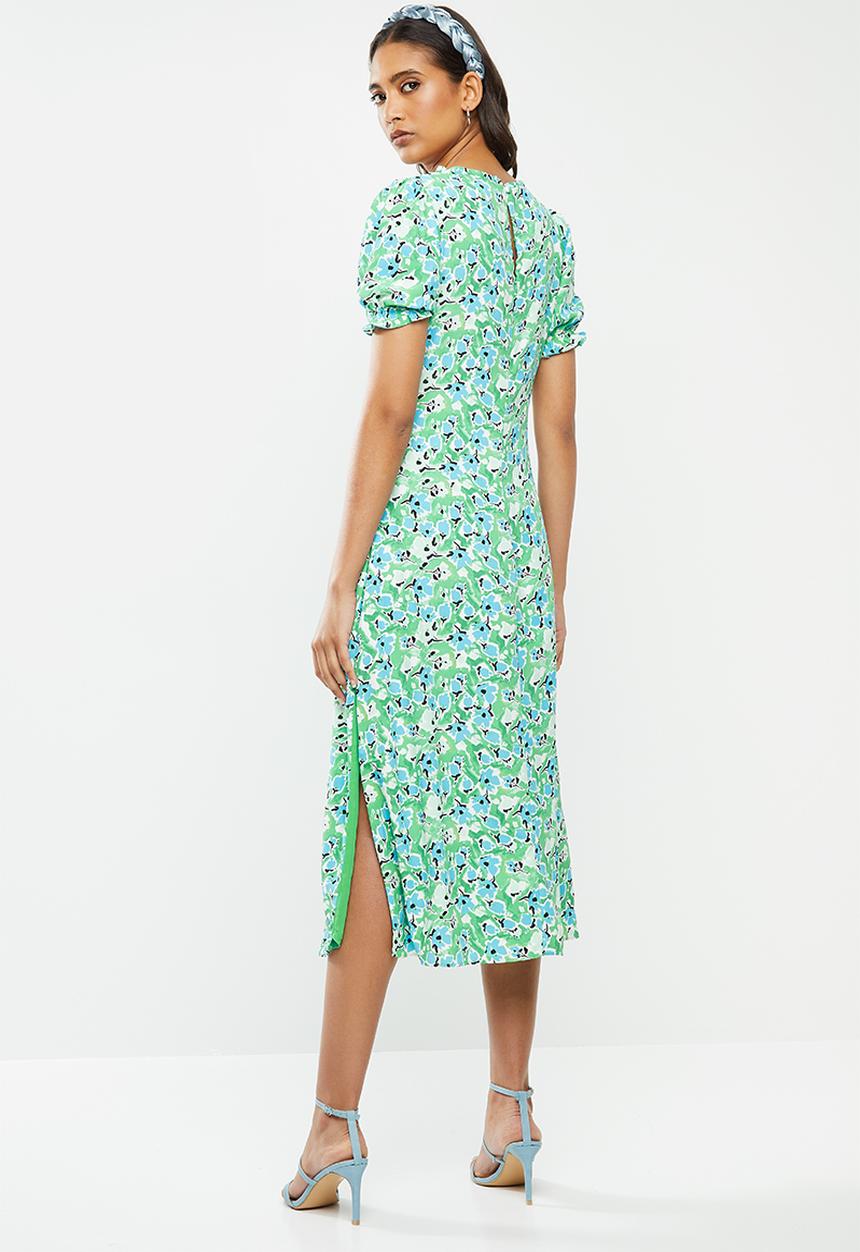 Glamorous - Abstract floral puff sleeve midi dress - multi