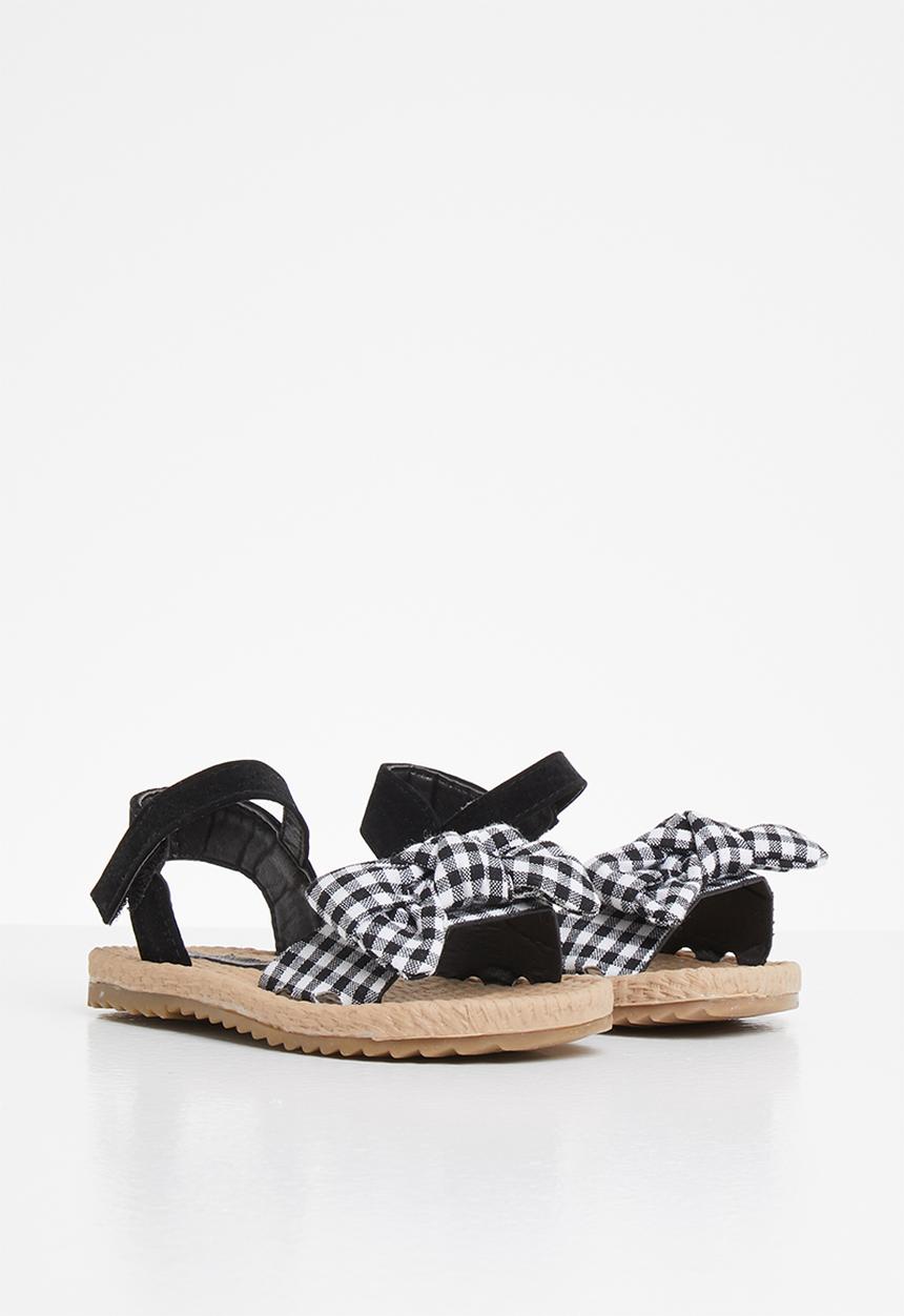 Pop Candy - Girls bow sandal - black & white