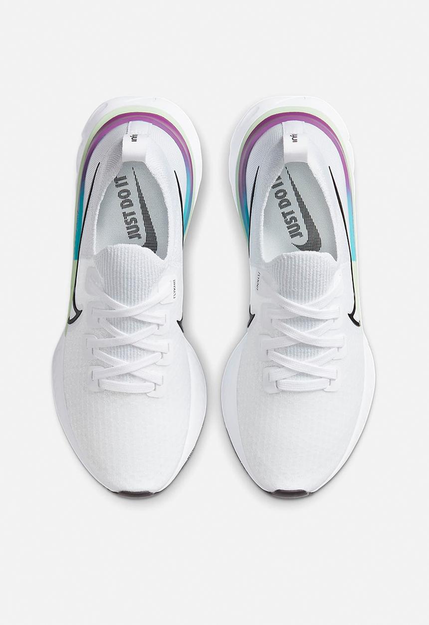 Nike - React infinity run flyknit - white / black-vapor green-oracle aqua