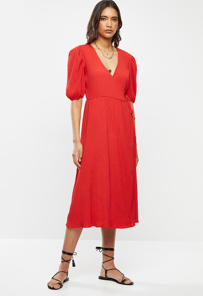 Glamorous - V-neck casual dress - red