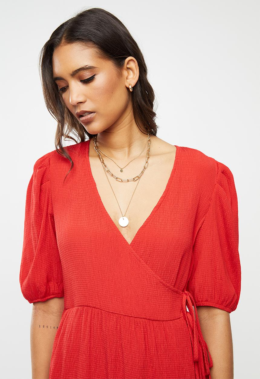 Glamorous - V-neck casual dress - red
