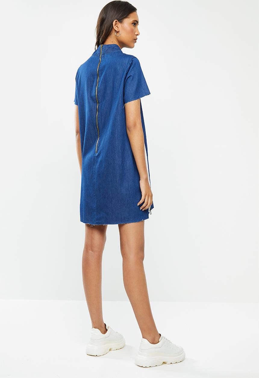 Glamorous - High neck casual denim dress - blue