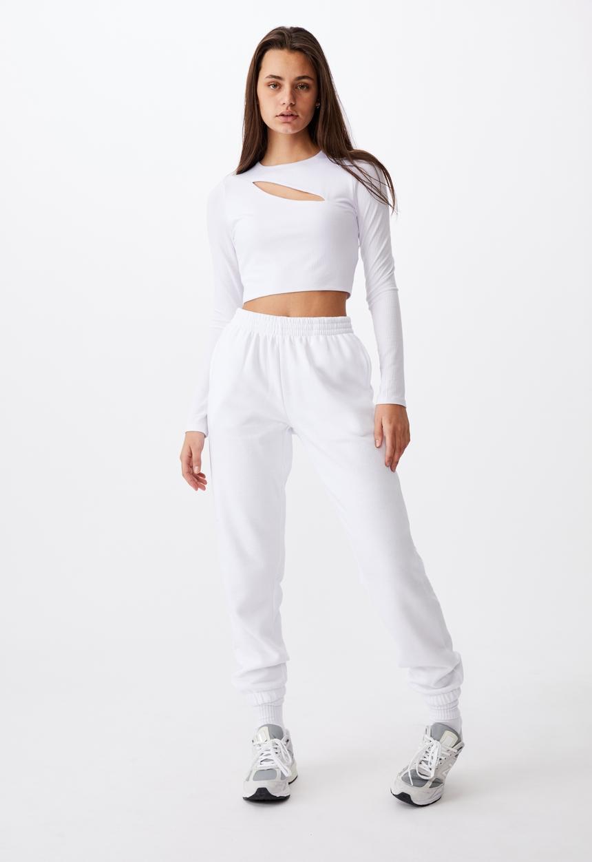 Factorie - Key hole front long sleeve top - white
