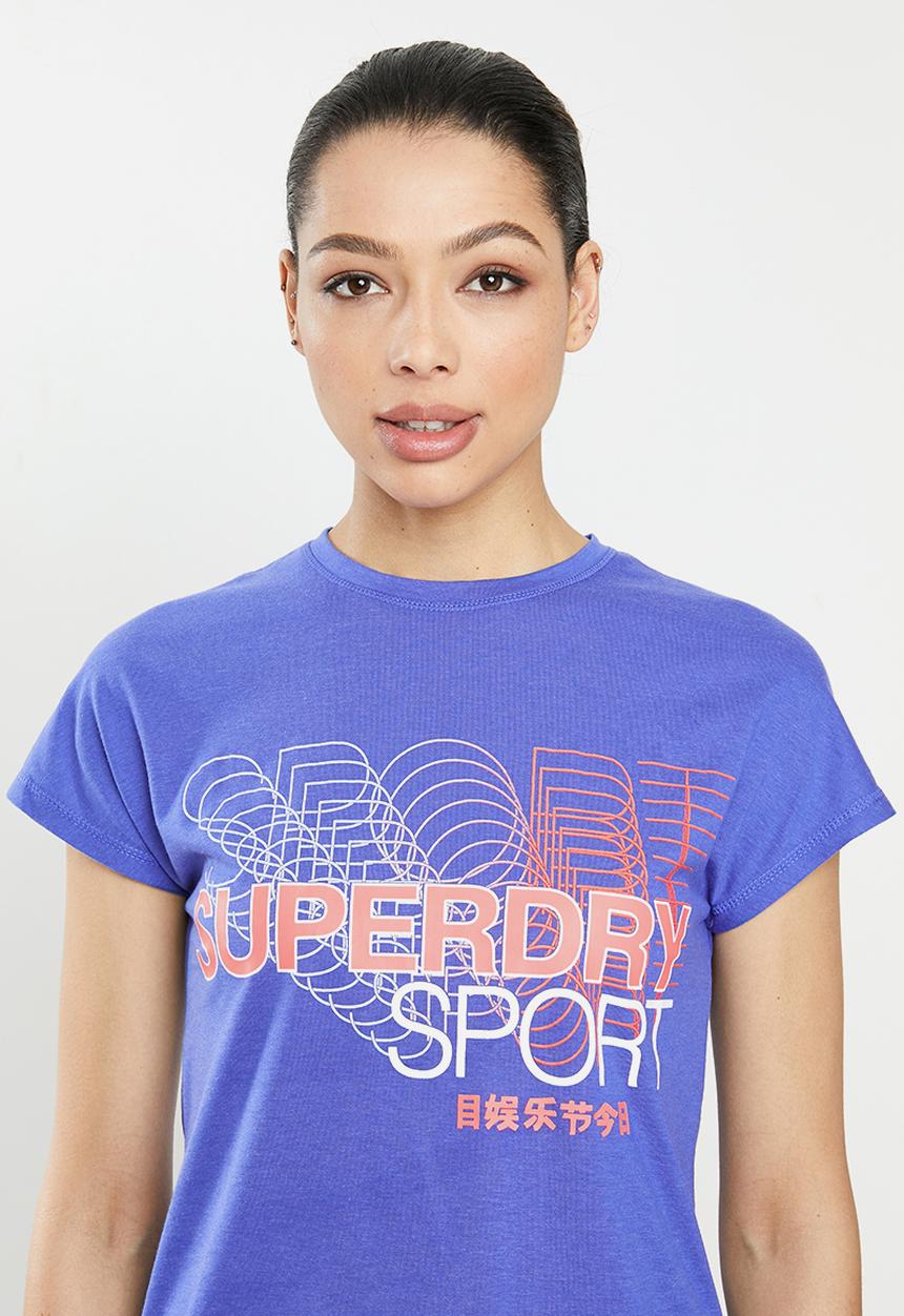Superdry. - Core split back tee - blue