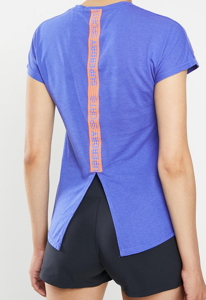 Superdry. - Core split back tee - blue