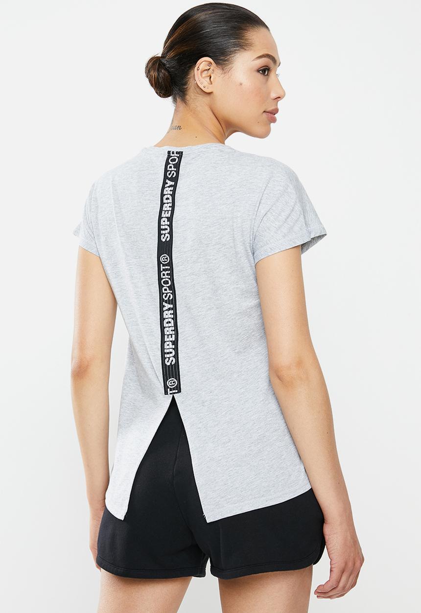 Superdry. - Core split back tee - grey