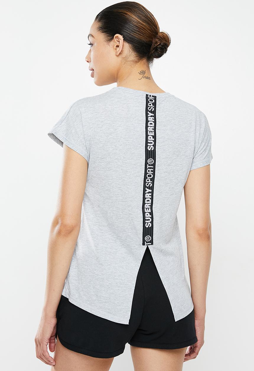 Superdry. - Core split back tee - grey