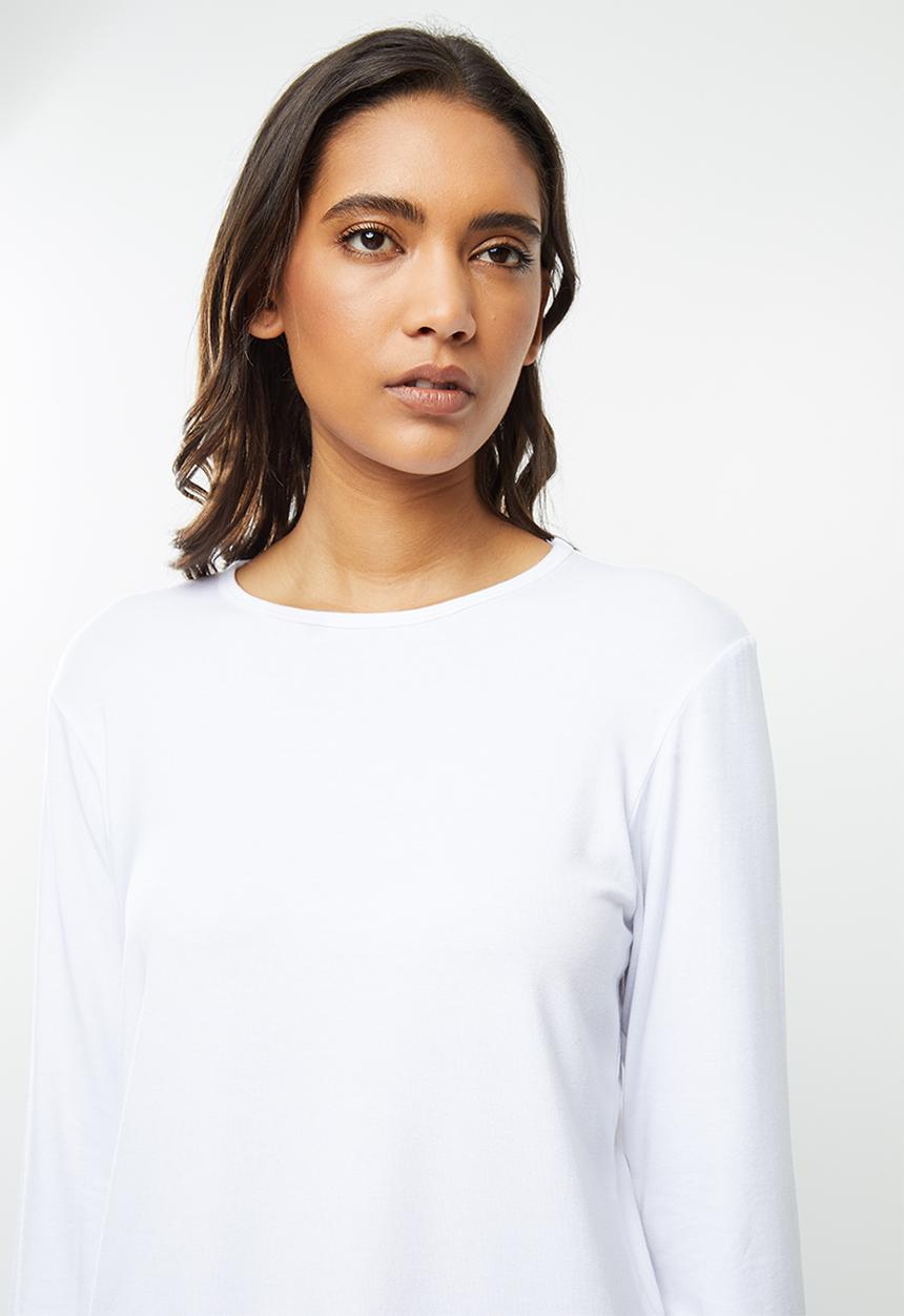 Superbalist - Sleep long sleeve fitted top and pants set - white & black
