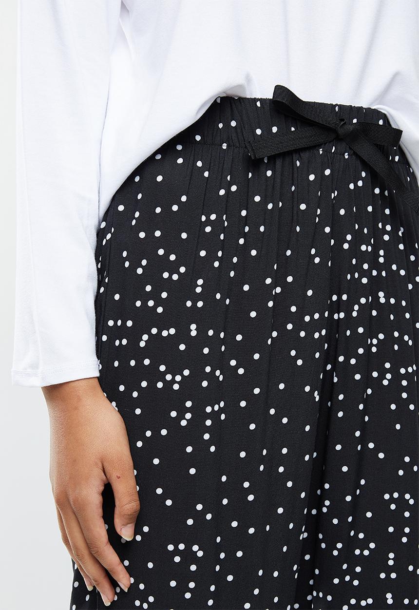 Superbalist - Sleep long sleeve fitted top and pants set - white & black