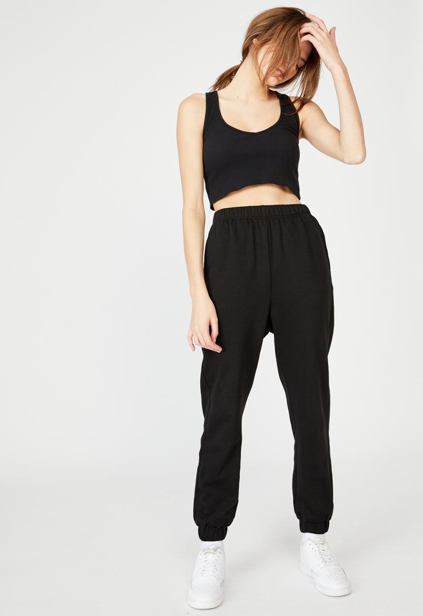 Factorie - Super high rise trackpant - black