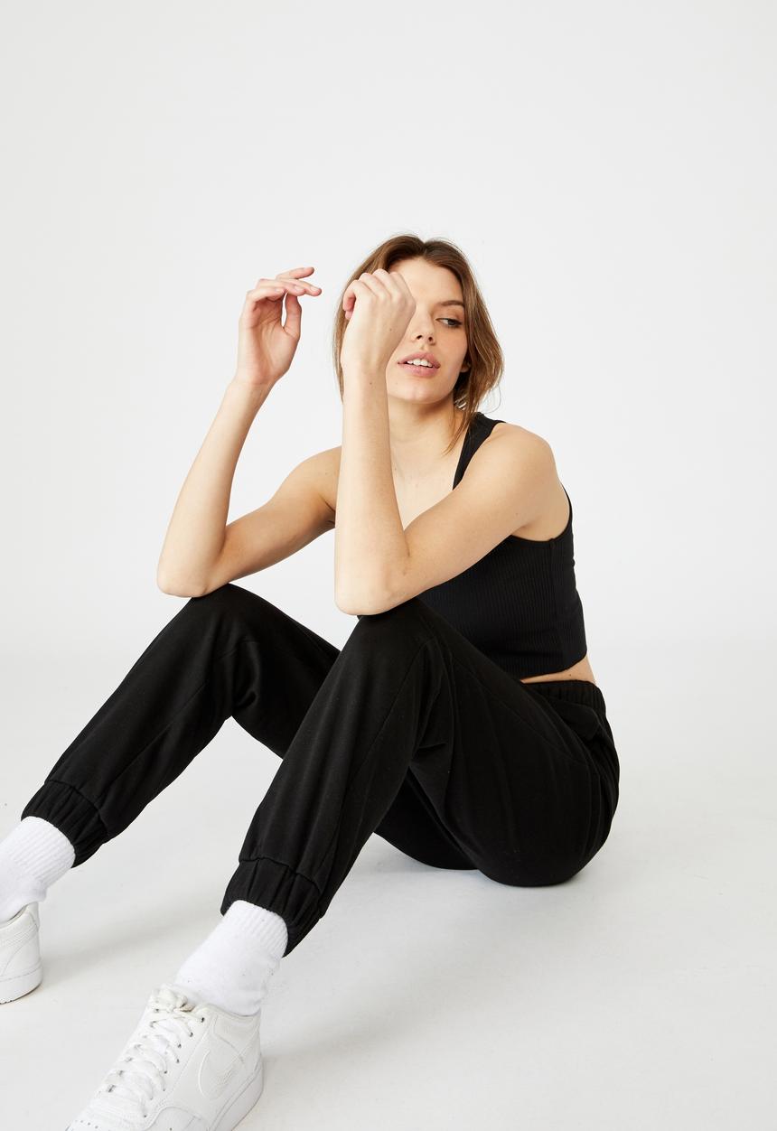 Factorie - Super high rise trackpant - black