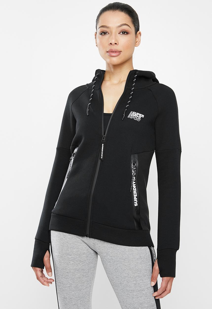Superdry. - Core gym tech zip through - black