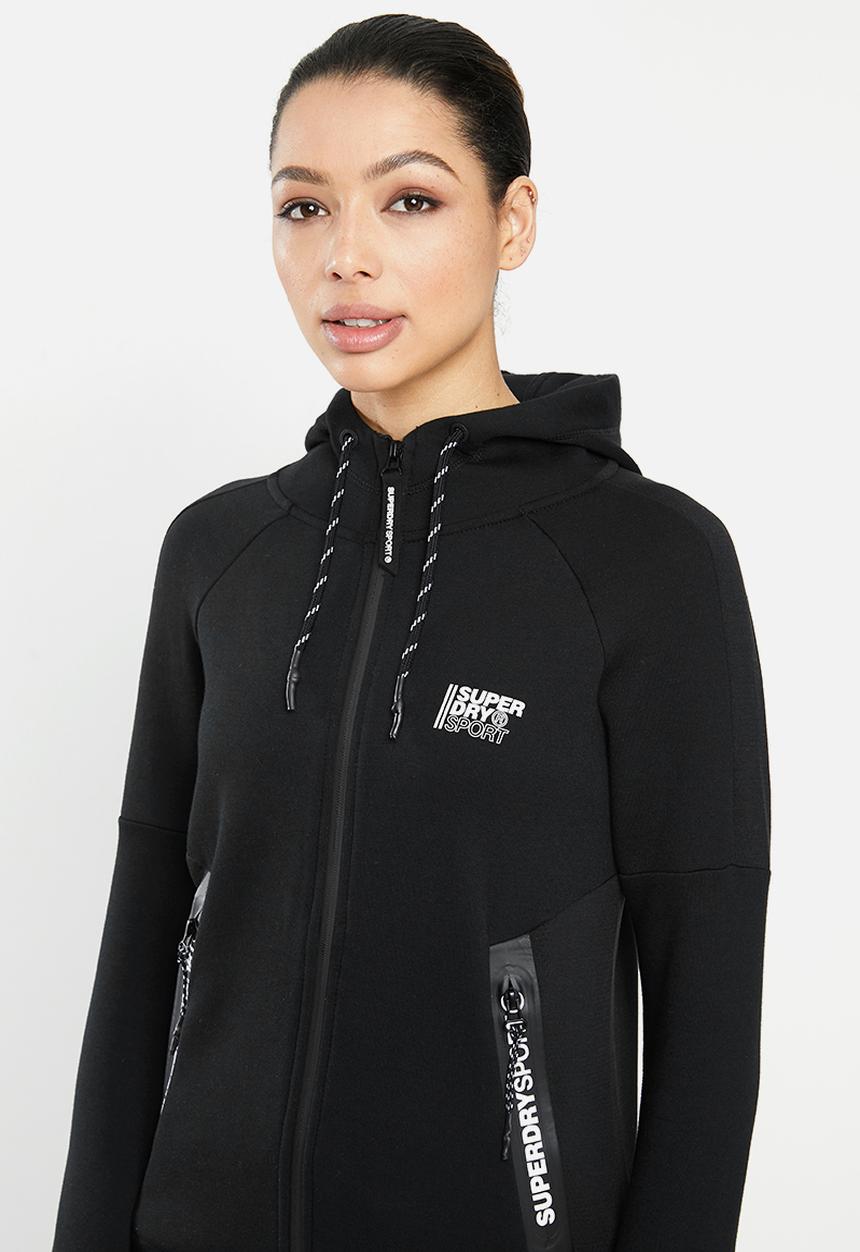 Superdry. - Core gym tech zip through - black