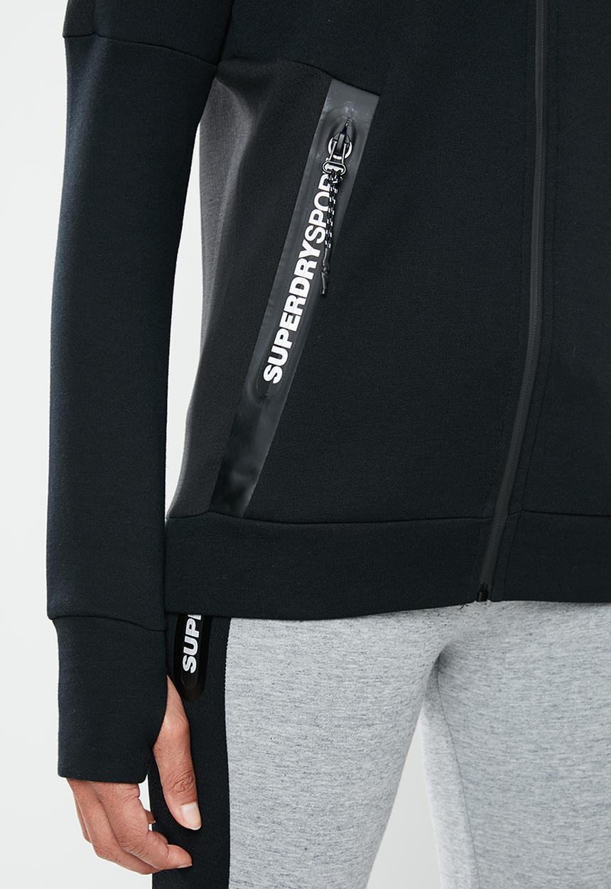Superdry. - Core gym tech zip through - black
