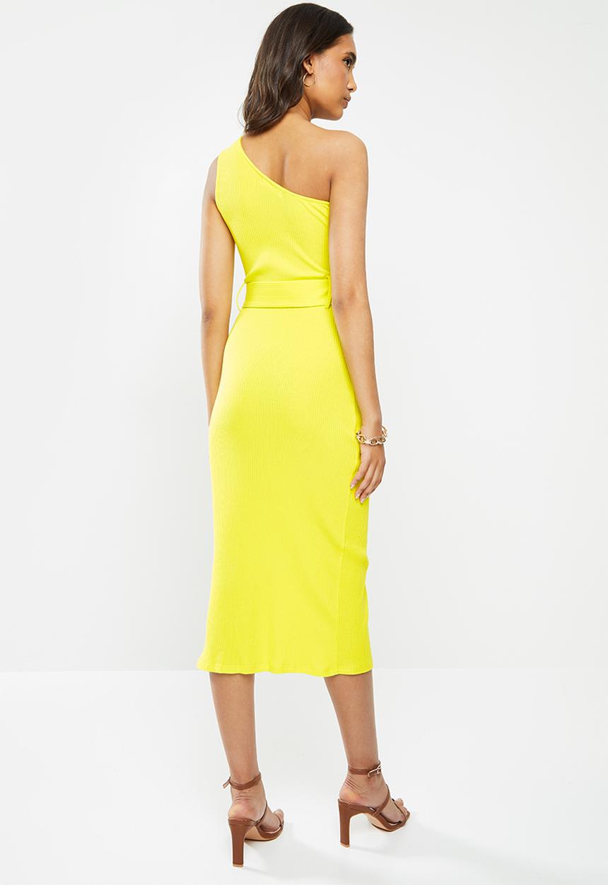 Glamorous - One shoulder belted midi - yellow