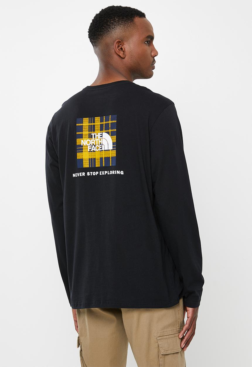 The North Face - Long sleeve red box tee - black