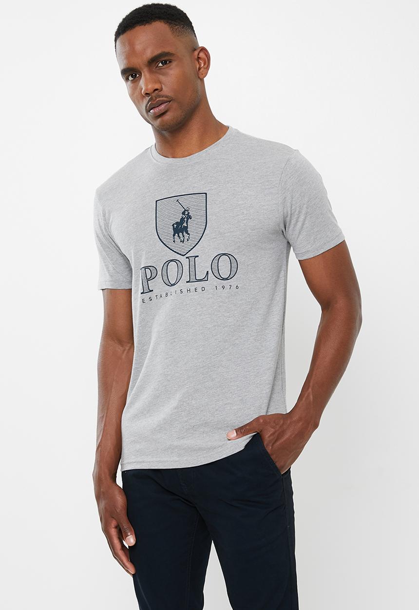 POLO - Mens Cory crest crew neck tee - grey