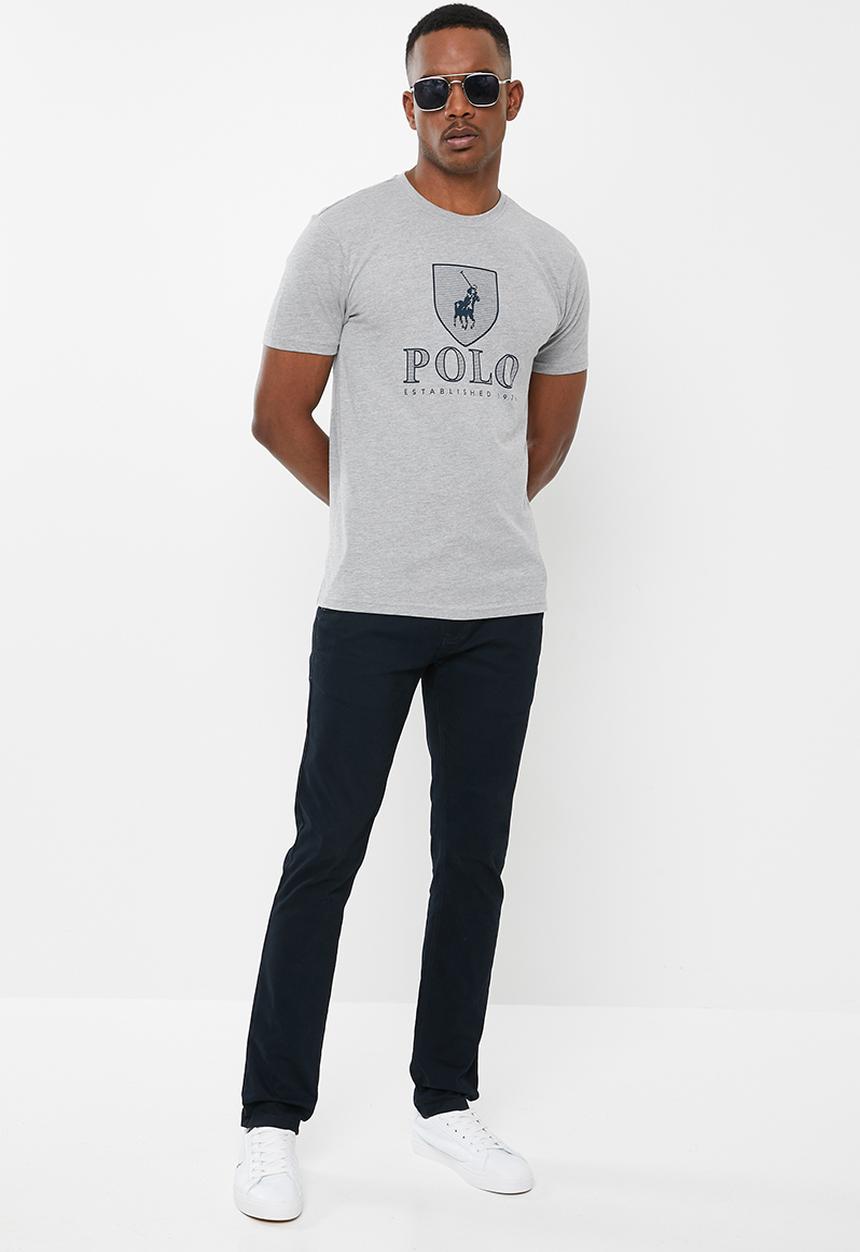 POLO - Mens Cory crest crew neck tee - grey