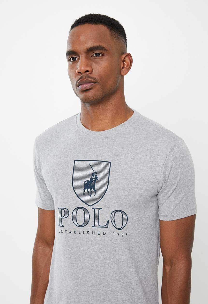 POLO - Mens Cory crest crew neck tee - grey