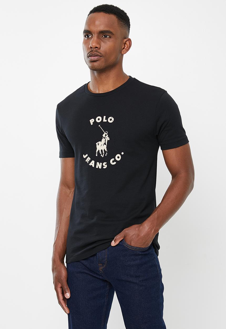 POLO - Pjc Gareth short sleeve printed logo tee  - black