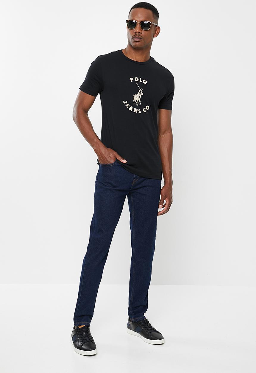 POLO - Pjc Gareth short sleeve printed logo tee  - black